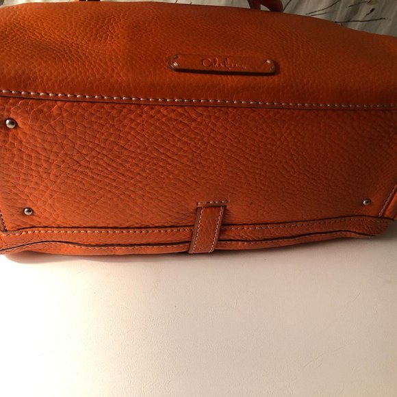 Cole Haan Orange Pebble Leather Satchel - Picture 6 of 8